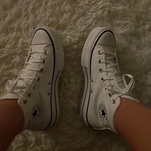 White higher top platform converse